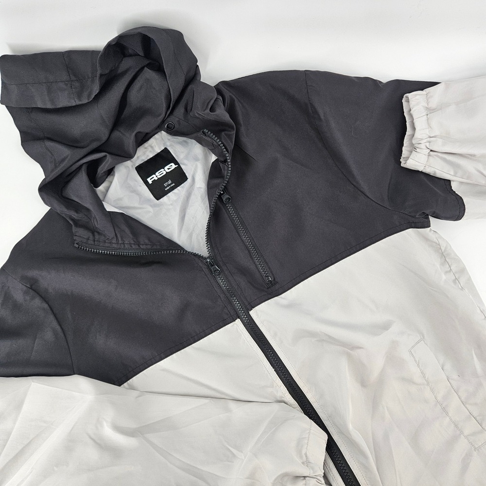 RSQ Mens Small Windbreaker Jacket Colorblock Hooded Streetwear Classic